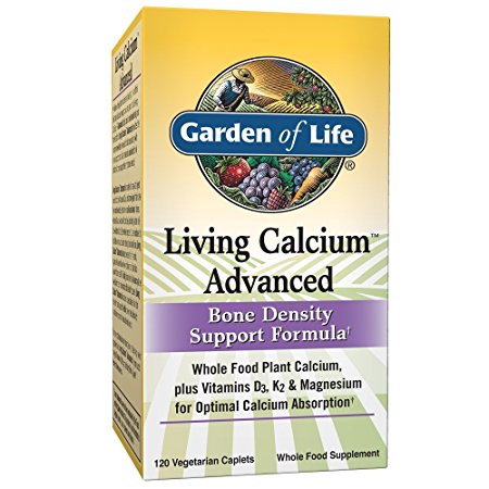 Garden of Life Bone Strength Calcium Supplement - Living Calcium Advanced Bone Health and Density Support, Vegan, 120 Caplets