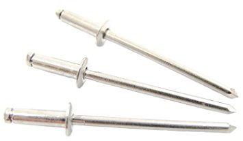 Rivets Stainless Steel 1/8" x 1/4" Inch (100 Pack), Gap (0.188 - 0.250)", Blind Rivets By Bolt Dropper, (4-4)
