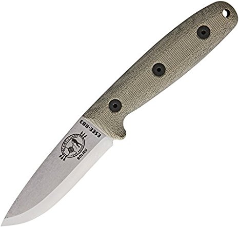 ESEE RB3 Camp-Lore Fixed Blade Bushcraft Knife, Scandi Grind - Leather Sheath Included