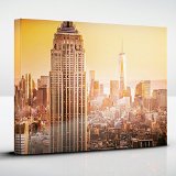 New York City Skyline Canvas Print 12 x 16 inch Frame Featuring the Empire State Building and One World Trade Center