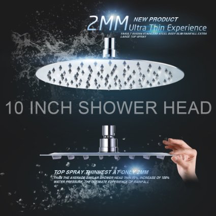 SR SUN RISE Fixed Mounted 10 Inch 304 Stainless Steel Rainfall Shower Head Round Rain Showerhead Ten Layer Sliver Polished Chrome 2.5gpm (Shower Arm Not Included)