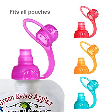 ChooMee Sipn Food Pouch Toppers | 4 Pack | Red Purple Orange Aqua
