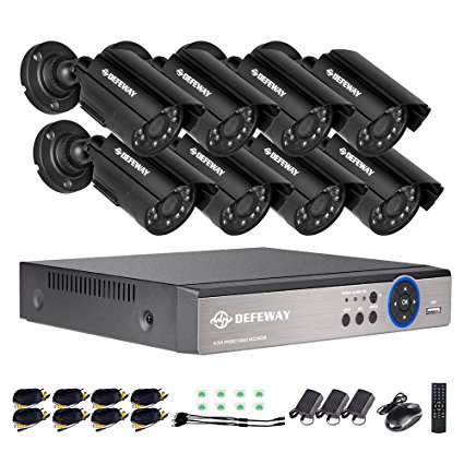DEFEWAY 720P Video Surveillance Camera System 8 Channel AHD DVR with 8pcs 1.0 Megapixel HD Outdoor IR Bullet Cameras NO Hard Drive