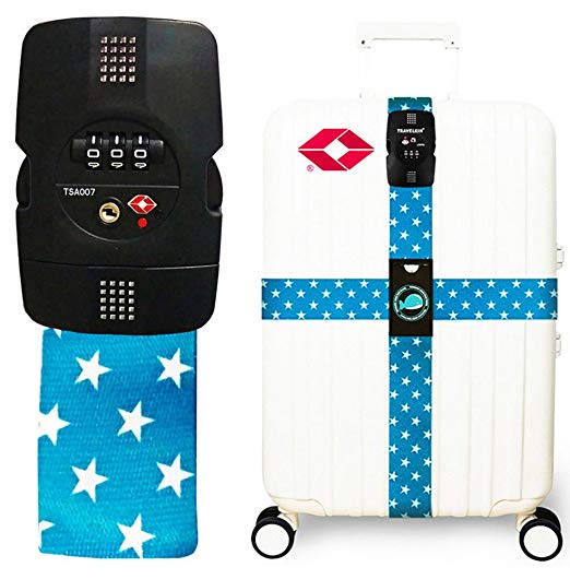 Luggage Strap Cross Straps TSA Combination Lock Adjustable Travel Belts Suitcase Belt