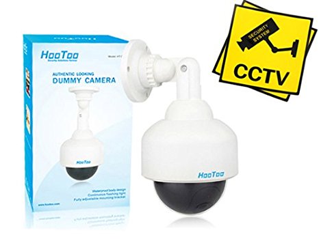 Outdoor/Indoor Dome Fake/Dummy Security Camera with a Flashing Red LED (White)