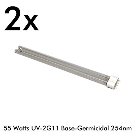 CNZ 55 Watts 2G11 Base UV-C Germicidal Ultraviolet Light Bulb QTY 2