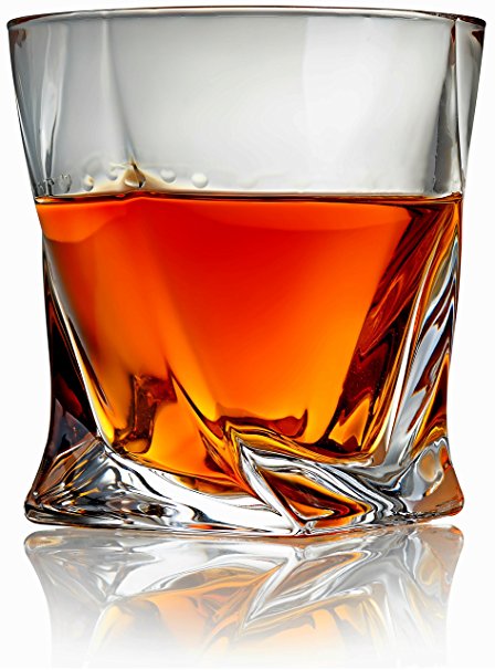 Venero Whiskey Glasses - Set of 4 - Premium Lead-Free Crystal Glass - Large 12 oz Tasting Tumblers for Drinking Scotch, Bourbon, Irish Whisky, Brandy - Luxury Gift Box for Men or Women