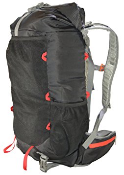 GoBackTrail Roll Top Black Backpack - ULTRALIGHT 35L - 50L with Removable Internal Frame – Always the Right Size - Water Resistant – Comfortable for Men and Women when Walking, Trekking and Hiking