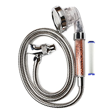 Hestia All-In-One 3-Setting Shower Head Set, Hose   Angle-Adjustable Shower Arm Mount   Filter, High Pressure Hand Shower