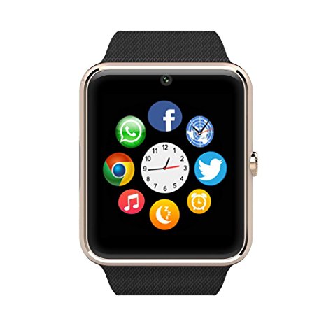 Antimi Sweatproof Smart Watch Phone for Android HTC Sony Samsung LG Google Pixel /Pixel and iPhone 5 5S 6 6 Plus 7 Smartphones Gold