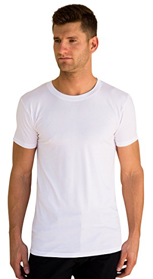 Men's Crew Neck Tagless Undershirt / T-Shirt - Ultra Soft, Premium Beechwood Modal Fabric, Tailored Tall