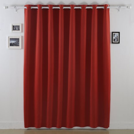 Deconovo Orange Red Wide Width Grommet Top Thermal Blackout Curtain For Bedroom 100W X 95L 1 Panel