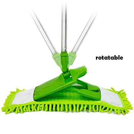 Microfiber Dust Mop with Washable Reusable Cloth,Wood Floor Mops,Green,47.2 Inch Handle