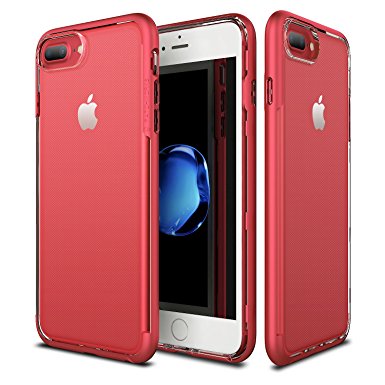 iPhone 7 Plus / 6s Plus / 6 Plus Case Patchworks Sentinel Case in Red - Military Grade Protection, Micro Texture Clear Transparent Dual Layer Cover Protective Bumper Case