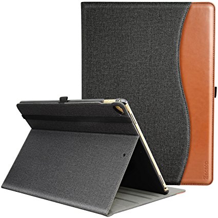 IPad Pro 12.9 Inch 2017 Case, Ztotop Premium Business Slim Folding Stand Folio Cover for New Apple Tablet with Auto Wake / Sleep and Document Card Slots, Multiple Viewing Angles,DenimBlack
