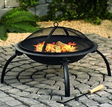 Large Fire Pit Steel Folding Outdoor Garden Patio Heater Grill Camping Bowl BBQ With Poker, Grate, Grill