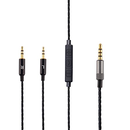 LANMU Replacement Cable For Sol Republic Master Tracks HD/Tracks HD2/Sol Republic V8/Sol Republic V10/Sol Republic 12/Sol Republic X3 (Remote volume & Microphone Cable)(Black)