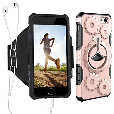 Sports Armband Cell Phone Holder - Yutior Universal Armband Case Set for iPhone 6/6S/7, 6 Plus/7 Plus with Kickstand & Key Holder, Ideal for Men and Women Exercise Running Jogging Training