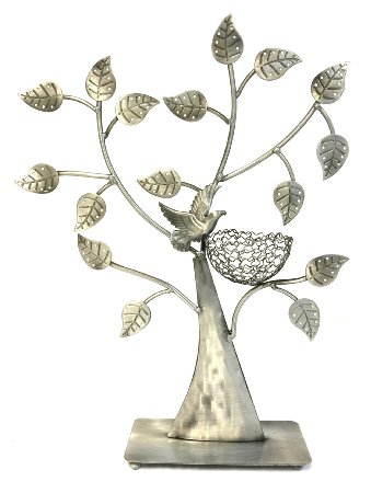 Bejeweled Display®Bird Nest Jewelry Tree Earring Holder~Bracelet Stand~Necklace Organizer Jewelry Display (Antique Silver)