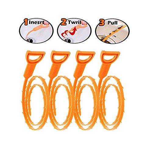 Father.son Four in one 23.6 inch Hair Drain Clog Remover Drain AND Snake Cleaning Tool Drain Snakes Hair Clog Remover Hair Drain Cleaning Tool (4 PCS 23.6 inch)