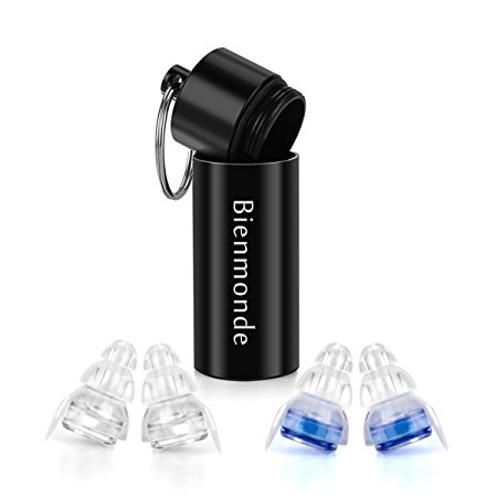 Earplugs, Bienmonde Noise Reduction and Hearing Protection with Filters-High Fidelity Soft Silicone Earplugs with 16db NRR for Concerts Music Festivals Constructions Motorcycles Travels and Sleeping