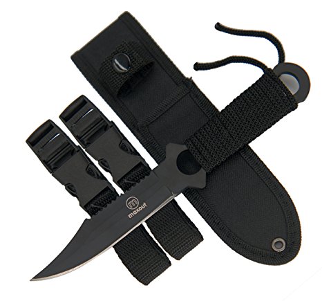 Scuba Diving Knife - For Spearfishing, Snorkeling, Hunting, Rescue & Water Sports - Black Tactical Stainless Steel Survival Knife With Leg Straps & Sheath, Razor Sharp - Lightweight Diving Equipment