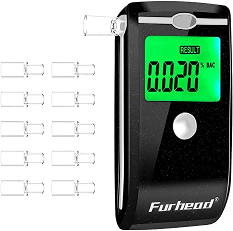 Furhead AT5500 Breathalyzer Professional Alcoholtester USB Rechargeable Portable High-Accuracy Breath Alcohol Tester for Personal & Professional with 10 Mouthpieces