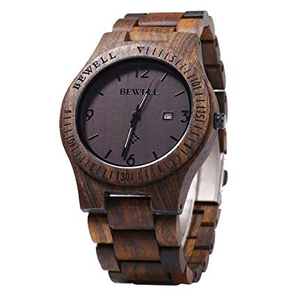 Gearbest Bewell ZS - W086B Wood Men Watch Analog Quartz Movement Day Display Lightweight Vintage Wooden Watch