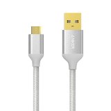 Anker 3ft  09m Nylon Braided Tangle-Free Micro USB Cable with Gold-Plated Connectors for Android Samsung HTC Nokia Sony and More Silver