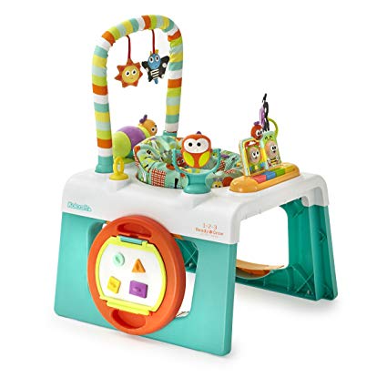 Kolcraft 1-2-3 Ready-to-Grow Infant/Toddler Activity Center - 3-Stage Developmental Toys, English & Spanish Modes, Learn & Play Piano, 360 Rotating Height Adjustable Seat, Flutter Bugs