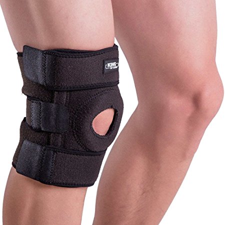 Knee Brace Support Sleeve for Arthritis, Meniscus Tear, ACL, Running, Basketball, Sports, Athletic, MCL, Runners - Adjustable Open Patella Stabilizer Protector to Relieve Pain - Best Neoprene Wrap