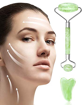 Jade Roller for Face - iMethod Jade Facial Roller Massager for Women with Gua Sha Tool, Depuff Face for Younger Looking Skin, Beneficial for All Skin Types