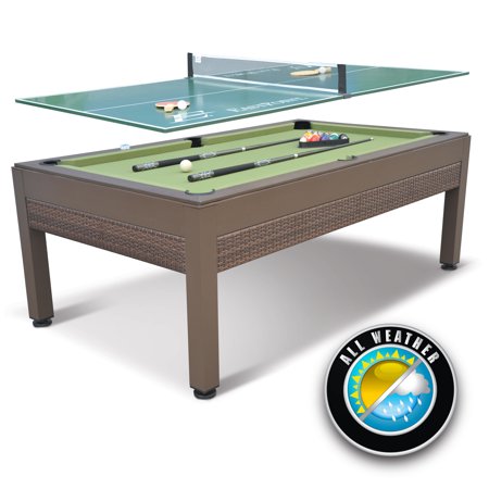 EastPoint Sports 84" Outdoor Billiard Pool Table with Table Tennis Top, Wicker