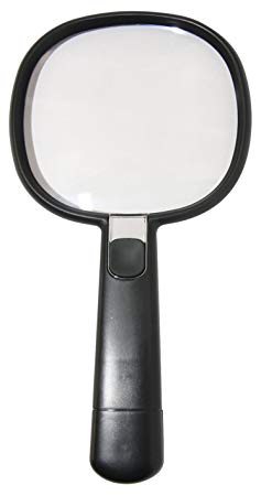EasY Magnifier Big Reading Magnifying Glass 2X with Bright LED Light, Premium Clear Acrylic Lens, Lighted Loupe for Reading Books Magazines Maps Photo, Macular Degeneration Low Vision Aid
