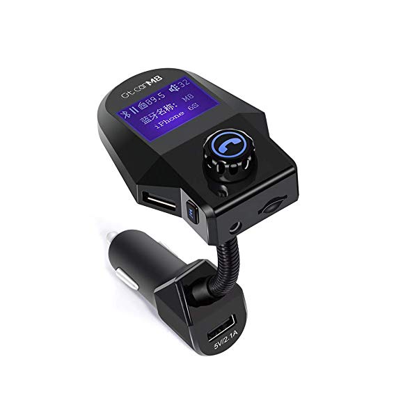 Car Charger 36W QC3.0 2USB Ports with FM Transmitter Mp3 Player for iPhone Xs Max XR X 8 7 6s Plus Galaxy S9 Note 9 8 Nexus iPad Pro(Balck)