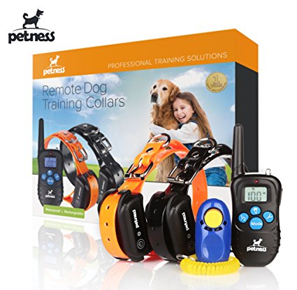 Petness Dog Remote Training Collar for 2 Dogs Latest Version - Dog Collar Shock with Beep/Vibration/Shock Electric E-collar - Rechargeable - Waterproof