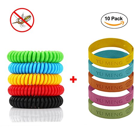 Mosquito Repellent Bracelet,10 pack, All Natural Oil Bug Repellent,Non-Toxic Indoor and Outdoor Insect Repellent, Safe Deet-Free Band For Kids&Adults