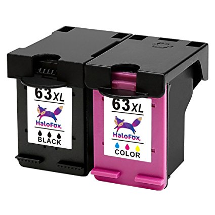 HaloFox Remanufactured Ink Cartridge Replacement For HP 63 63XL Use In HP Envy 4512 4516 4520 Officejet 3830 4650 4652 4654 4655 Deskjet 1110 1112 2130 2132 3630 3632 3633 3634 3636 Printer (1B 1C)