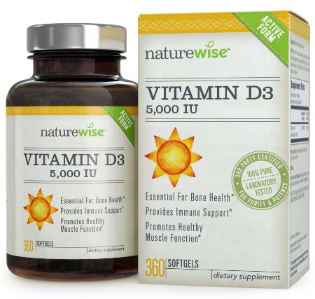 NatureWise Vitamin D3 5000 IU 360 Easy-To-Swallow Softgels 1-Year Supply