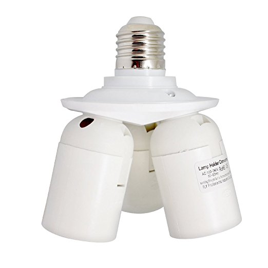 E27 Light Bulb Standard Base E26 1 in 3 Sockets Splitter 3 Ways Adapter e27 Socket Plastic Light Lamp Holder Base , Max Wattage 180W