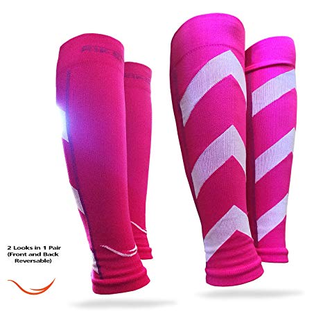 Rikedom Sports Graduated Compression Calf Sleeves Guard Socks 1 Pair Relief Prevent Shin Splints Calf Strain Boost Circulation Faster Recovery Leg Sleeves Support or Men and Women Protection for Running Walking Cycling Basketball Training Maternity Travel