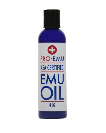 PRO EMU OIL 4 oz Pure All Natural Emu Oil - AEA Certified - Made In USA - Best All Natural Oil for Face Skin Hair and Nails Excellent for Dry Skin Burns Sunburns Scars Muscles and Joints