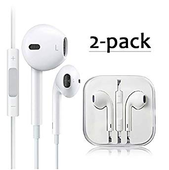 2 Pack Headphones, Earphones with Remote and Mic 3.5mm Earbuds Standard Retail Packaging Wired Ear Buds for thalgo Compatible Apple iPhone 6/6s 6 plus/6s Plus, iPad iPod, Samsung Galaxy and Android