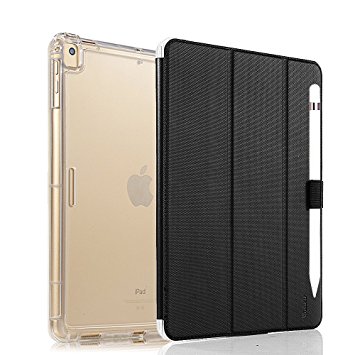 Valkit for New iPad Pro 12.9 2017 Cover, iPad Pro 12.9 Case, Apple iPad Pro 12.9 Inch 2015 Folio Smart Folio Stand Protective Heavy Duty Rugged Armor Cases with Apple Pencial Holder, Black