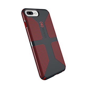 Speck Products CandyShell Grip Cell Phone Case for iPhone 8 Plus (Also fits 7 Plus and 6S/6 Plus) - Charcoal Grey/Dark Poppy Red