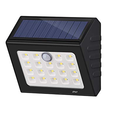 D2U Solar Motion Sensor Light Outdoor,19 LED Wall Light Solar Powered Garden Light, Waterproof Wireless Security Lights for Step,Fence,Gate,Yard or Driverway (ON/OFF Mode) (Black)