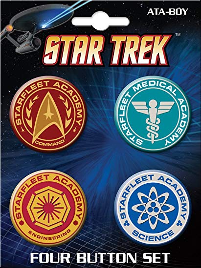 Ata-Boy Star Trek Insignias Set of 4 1.25" Collectible Buttons