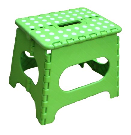 Jeronic 11 Inches Super Strong Folding Step Stool for Adults and Kids, Green Kitchen Stepping Stools, Garden Step Stool, holds up to 300 LBS