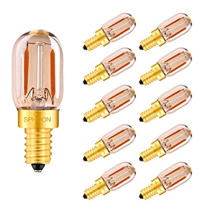T22 1W Tubular LED Bulb,Edison LED Filament Pendant Lighting, E12 Candelabra Base,10w Incandescent Replacements,Amber Glass Warm White 2200K Night Light Bulbs,10 Pack