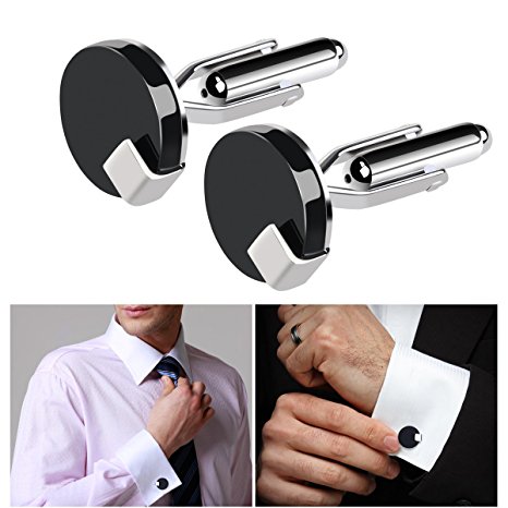 ULTNICE Mens Cufflink French Style Stainless Steel Agate Cufflinks Sleeves Buttons in Elegant Storage Box